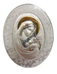 Caja Cristal  Murano Metal Pulid. 9,5X7,5Cm Maternidad