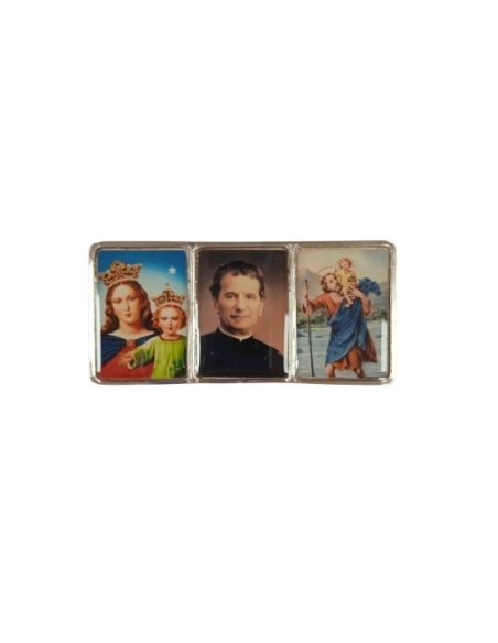 Placa metal adhesiva 48,5x4cm María Auxiliadora, Don Bosco San y San Cristobal