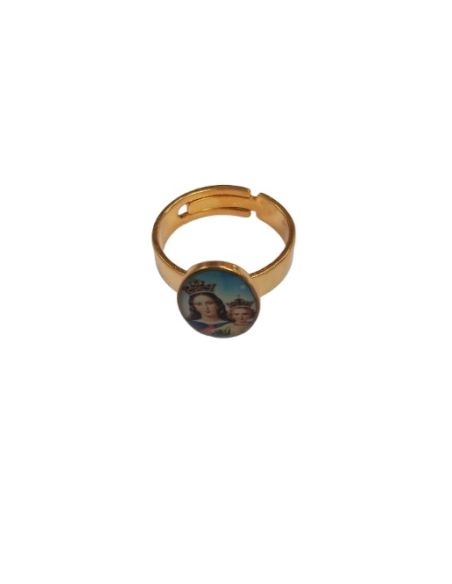 Anillo dorado ajustable María Auxiliadora
