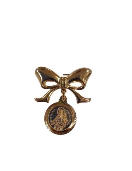Alfiler metal todo dorado lazo 3cm med. 2cm María Auxiliadora