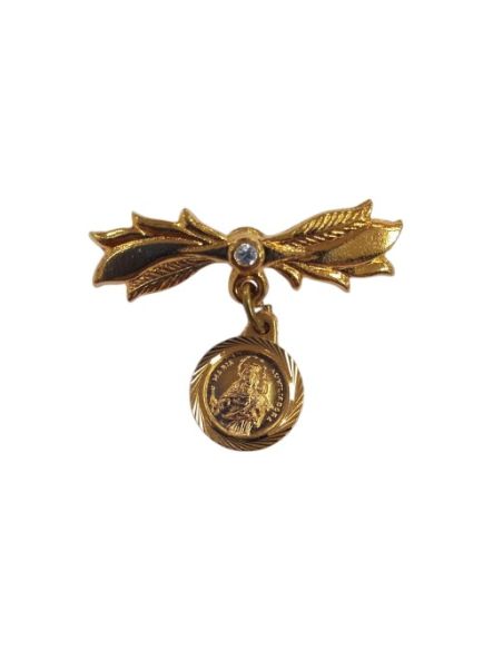 Alfiler dorado 3cm c/ crital con medalla 1,2 cm María Auxiliadora