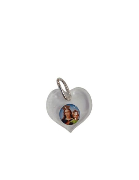Medalla corazón transparente metacrilaro 2,3cm María Auxiliadora