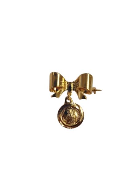 Alfiler lazo dorado metal 2cm med. 1,2cm María Auxiliadora