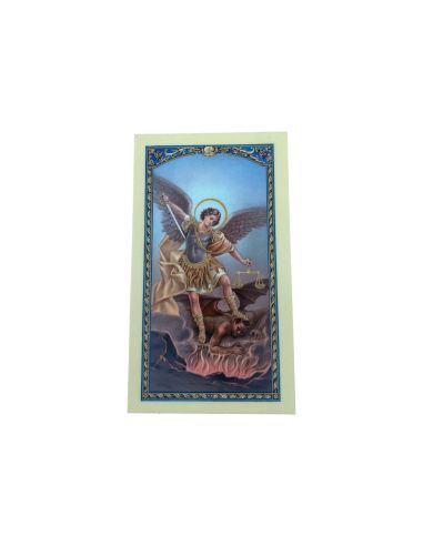 Estampa Plastificada C/Oracion 6,5X11Cm San Miguel Arcangel