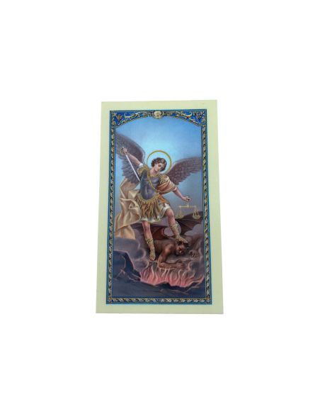 Estampa Plastificada C/Oracion 6,5X11Cm San Miguel Arcangel