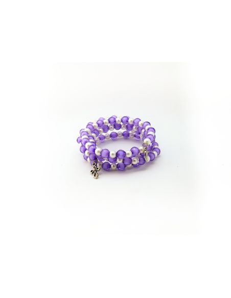 Brazalete Cuadriple Morado Medalla + Cruz