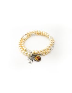 Brazalete Doble Perla Metal C/ Cruz V. Del Carmen