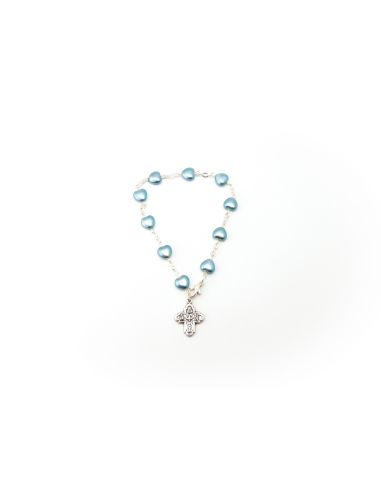 Pulsera Corazon 8X8 Azul Perla Arg
