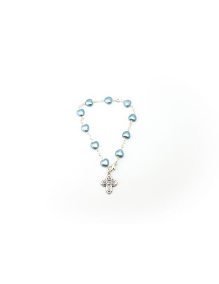 Pulsera Corazon 8X8 Azul Perla Arg