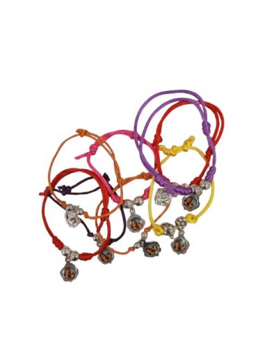 Pulsera cordón colores surtidos medalla flor María Auxiliadora