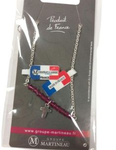 Pulsera Piedras Swarovski Fucsia Con Cruz