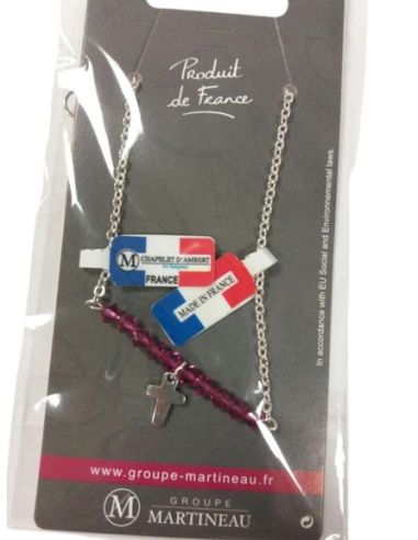 Pulsera Piedras Swarovski Fucsia Con Cruz