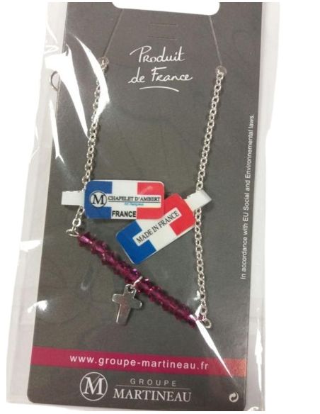 Pulsera Piedras Swarovski Fucsia Con Cruz