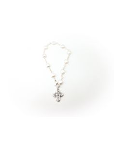 Pulsera Corazon 8X8 Blanco Perla Arg