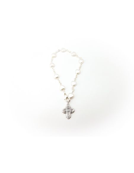 Pulsera Corazon 8X8 Blanco Perla Arg