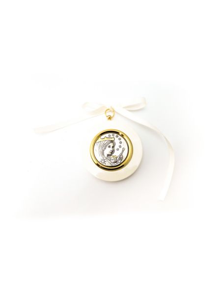 Medalla Cuna Madera/Plata Auxiliadora C-345/Fo Blanco