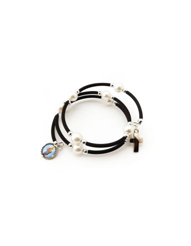 Brazalete 619 Perla Blanca Con Cruz Auxiliadora