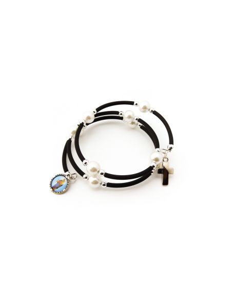 Brazalete 619 Perla Blanca Con Cruz Auxiliadora