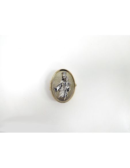 Pastillero Metal Dorado/Plateado 5Cm Auxiliadora