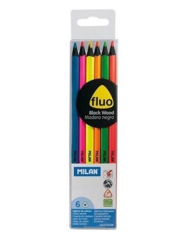 Lápices De Colores Estuche 6 Fluo Space Milan