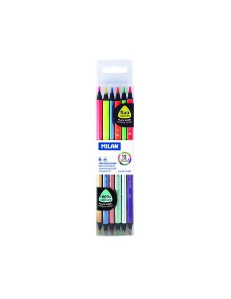 Estuche 6 Lapiceros Bicolor Fluo-Metal
