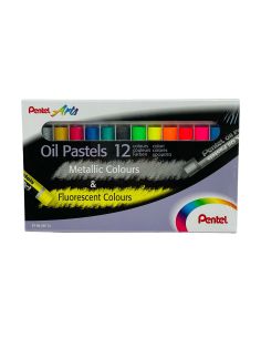 Lápices De Colores Pentel Oil Pastel Caja De 6 Colores Metálicos Y 6 Colores Fluorescentes