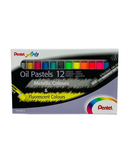 Lápices De Colores Pentel Oil Pastel Caja De 6 Colores Metálicos Y 6 Colores Fluorescentes