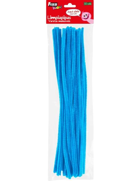 Pack 50 Limpiapipas 30Cm X 6Mm Azul Cielo Fixo Kids