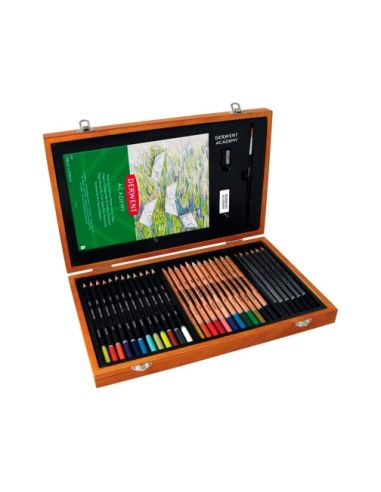 Estuche De Pintura Derwent Academy Madera Lápices De Colores 27 Piezas