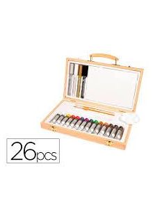 Maletín De Pinturas Acrilícas Daler Rowney Madera 26 Piezas 334X204X50 Mm