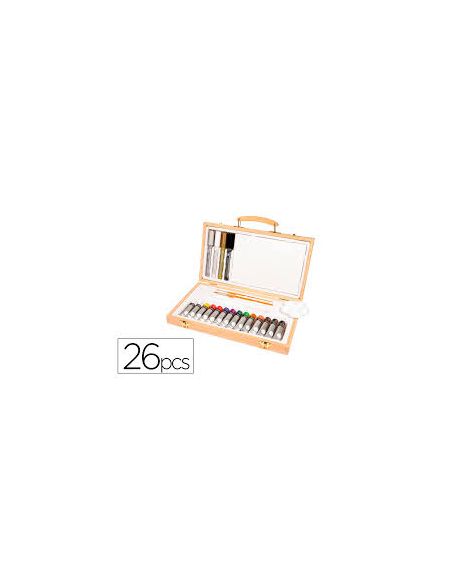 Maletín De Pinturas Acrilícas Daler Rowney Madera 26 Piezas 334X204X50 Mm