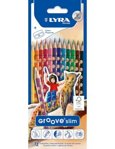 Lapices De Colores Lyra Groove Slim Triangular Minas De 3,3 Mm Caja De 12 Colores + Sacapuntas