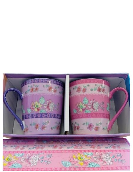 Pack Dos Tazas Flor Romantica Set 2 Mugs