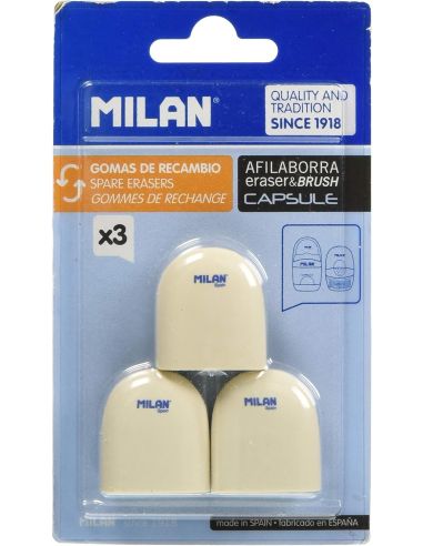 Blister 3 Gomas Borrar Recambio Afilaborra Capsule Milan