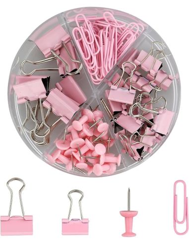 Combo Clips Y Pinzas Rosa