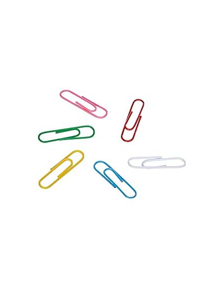 Caja 100 clips nº2 colores surtidos 32 mm