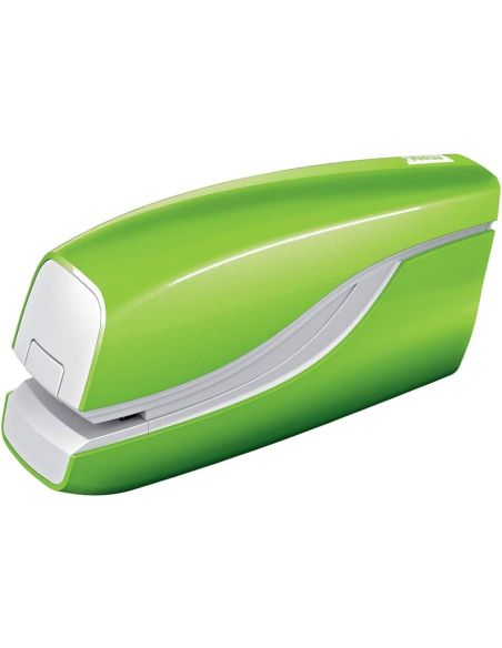 Grapadora Petrus Electrica E-310 Wow Verde Metalizado Capacidad 12 Hojas Usa Grapa Nº 10