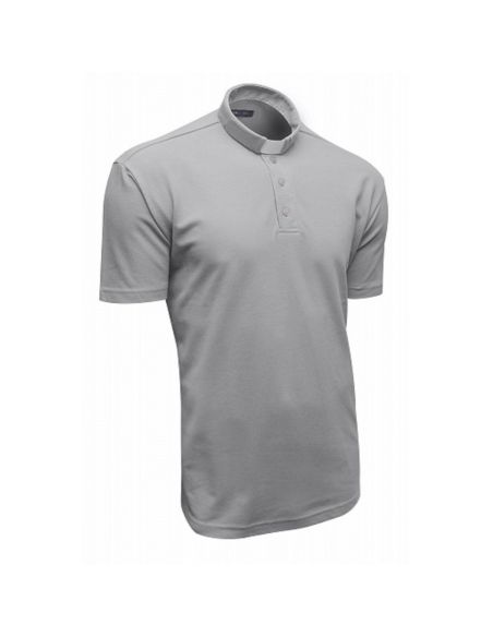 Polo Sacerdotal algodón Manga Corta Gris claro M