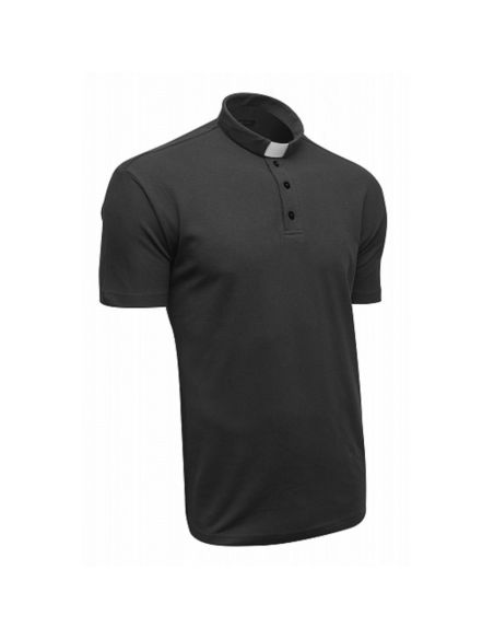 Polo Sacerdotal algodón Manga Corta Negro S