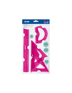 Estuche Dibujo 4 Reglas Rosa
