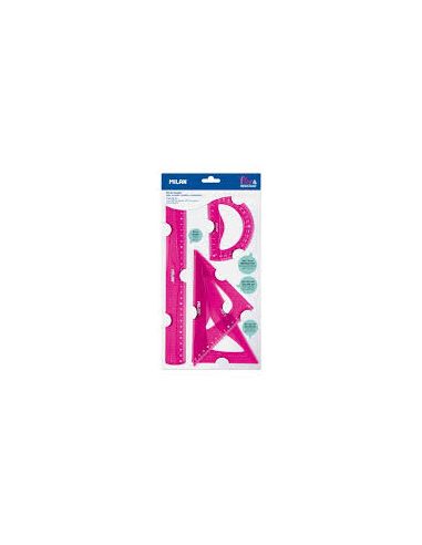 Estuche Dibujo 4 Reglas Rosa