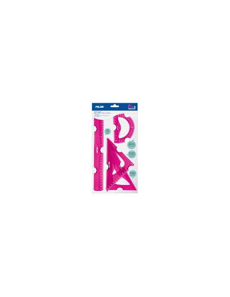 Estuche Dibujo 4 Reglas Rosa