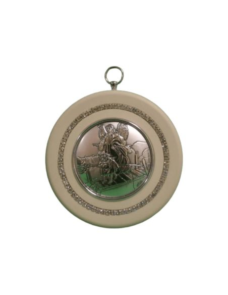 Medalla Cuna Plata Diam.9Cm Angel Puente Blanco