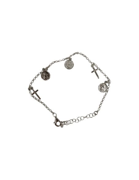Pulsera Plata Ley S.Benito 8Mm Cruces C/Caja