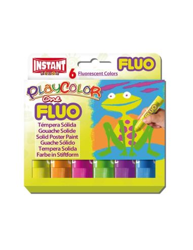 Estuche Tempera Solida Playcolor One Fluo 6 Colores Surtidos