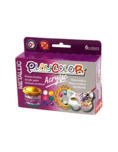 Pintura Acrilica Playcolor Acrylic Metallic 40 Ml Caja De 6 Unidades Colores Surtidos