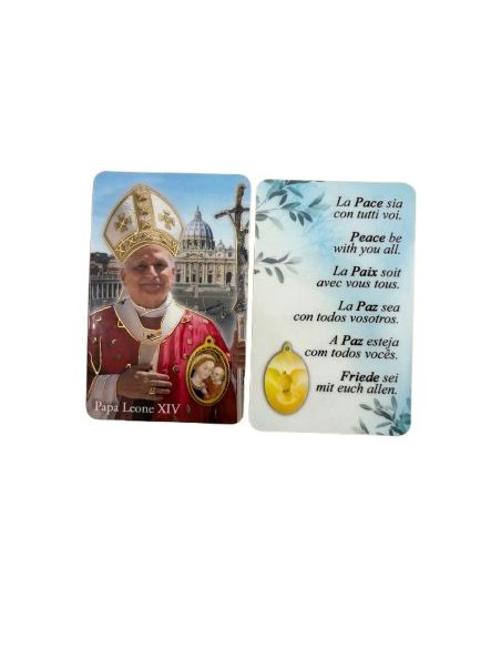 Estampa Plastificada Dorada 54X84Mm Papa Leon Xiv