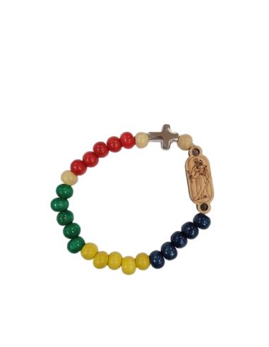 Brazalete madera misionero cruz metal Auxiliadora olivo