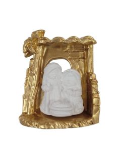 Nacimiento resina Palma comic blanco dorado 10cm