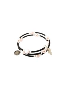 Brazalete 619 Perla Rosa Con Cruz Generico